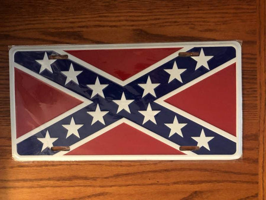 Rebel CSA Battle Flag License Plate Tag
